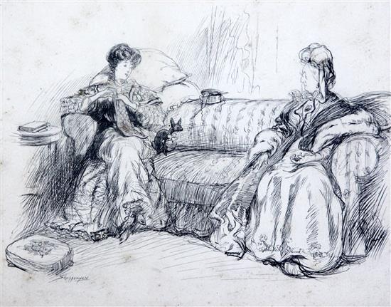 Claude Shepperson (1867-1921) Lady (To Caller) You wont mind my going on with my work while you were here will you? Then I shant fee